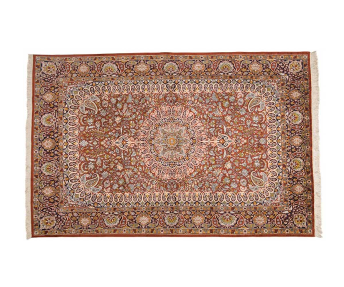 Χαλί-Κλασικό-Χειροποίητο-Karachi-188x280-cm-μαλλί-μετάξι-κεραμιδί-Περσία-1.jpg Χαλί Κλασικό Χειροποίητο Karachi 188x280 cm - Image 1