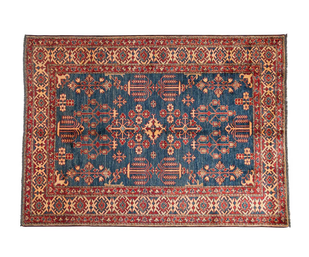 Χαλί-Κλασικό-Χειροποίητο-Kazak-153x204-cm-μάλλινο-κόκκινο-Πακιστάν-1.jpg Χαλί Κλασικό Χειροποίητο Kazak 153x204 cm - Image 1